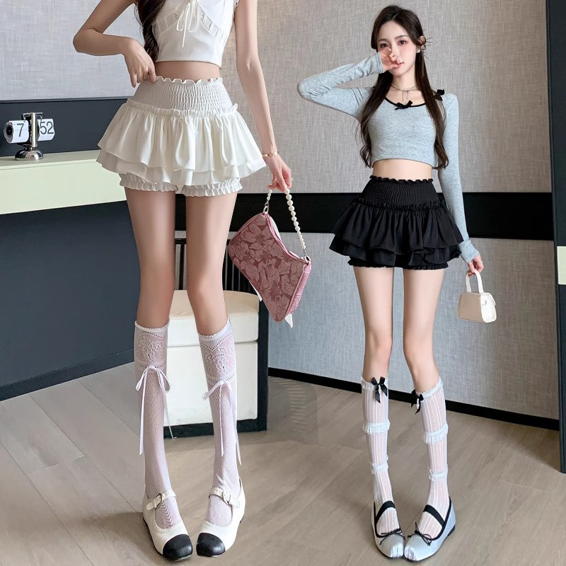 Black Skirt Women's Summer 2024 New Ballet Academy Style Cake Skirt Short Skirt Pontoon Pleated Skirt