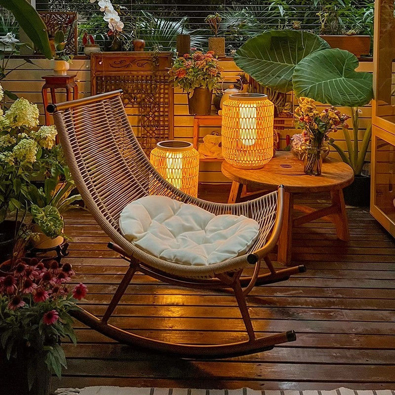 Rocking Chair Lounge Chair Adult Garden Balcony Home Nap Chair Lazy Rocking Chair Elderly Chair Outdoor Courtyard Rattan Chair