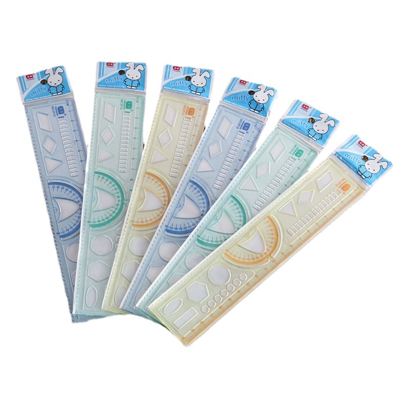 Picture of Wholesale creative 20cm ruler student stationery multifunctional four-in-one ruler learning painting office hollow ruler