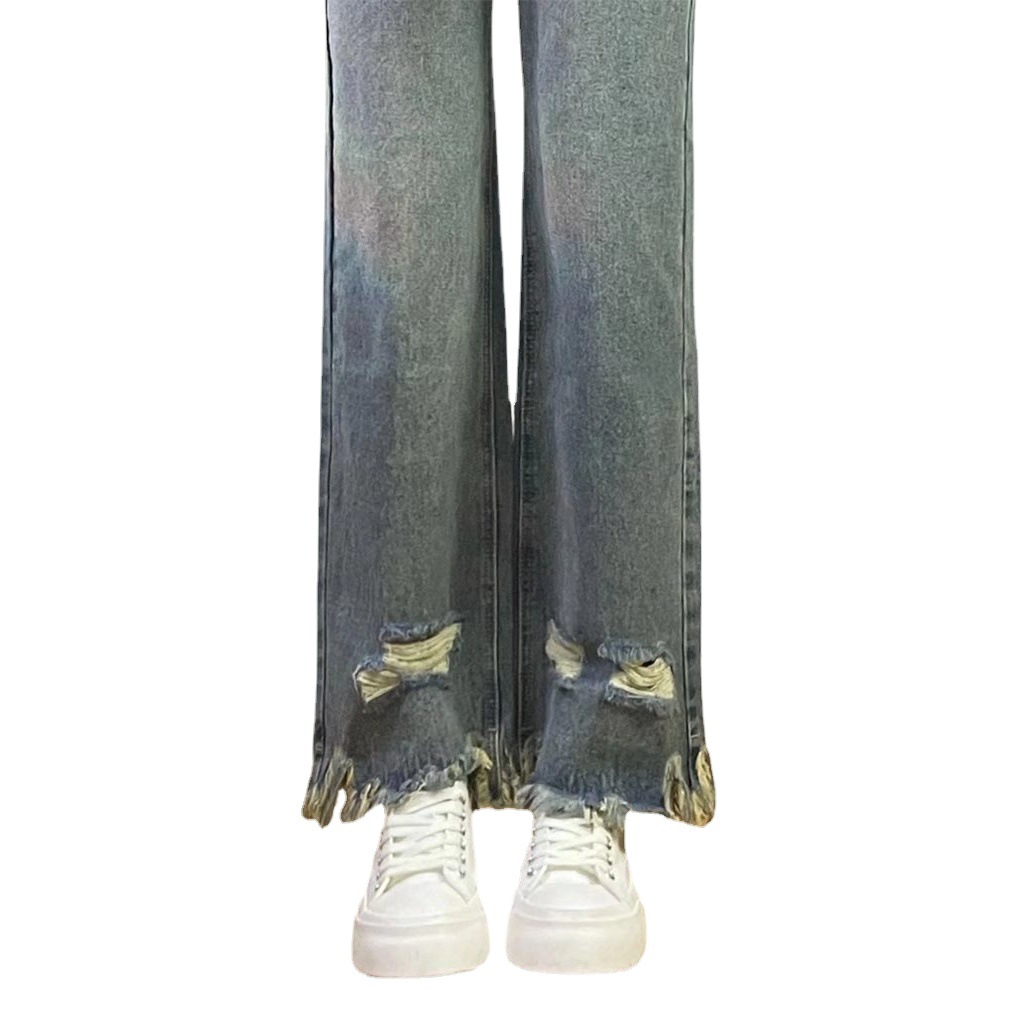 Women's Spring Loose High Waist Straight Design High Street Wide Leg Trendy Pants