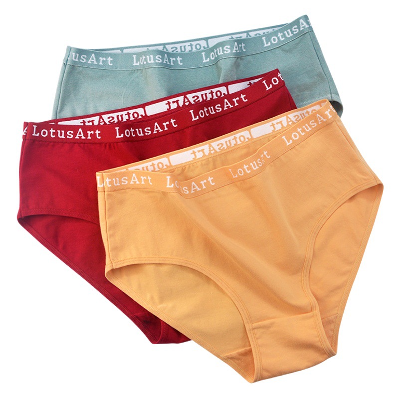 Foreign Trade Women's Underwear Large Size Mid-High Waist Women's Briefs Wholesale Cross-Border Large Size Pure Cotton Underwear Women's Summer