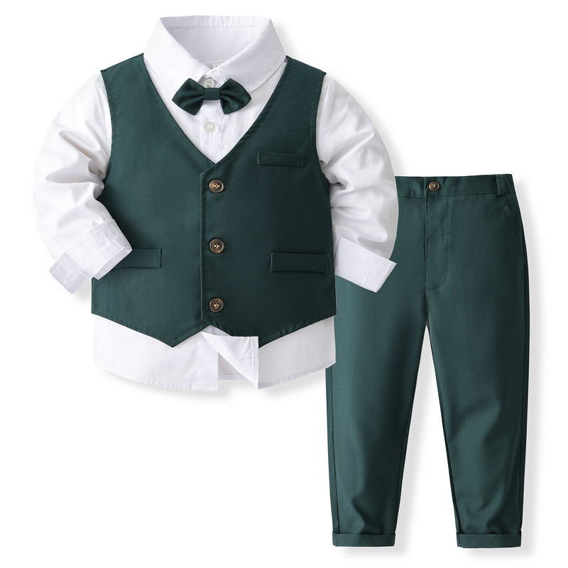 Cross-border Spring and Autumn new children's wedding suit suit British little boy's long-sleeved suit Photo performance dress