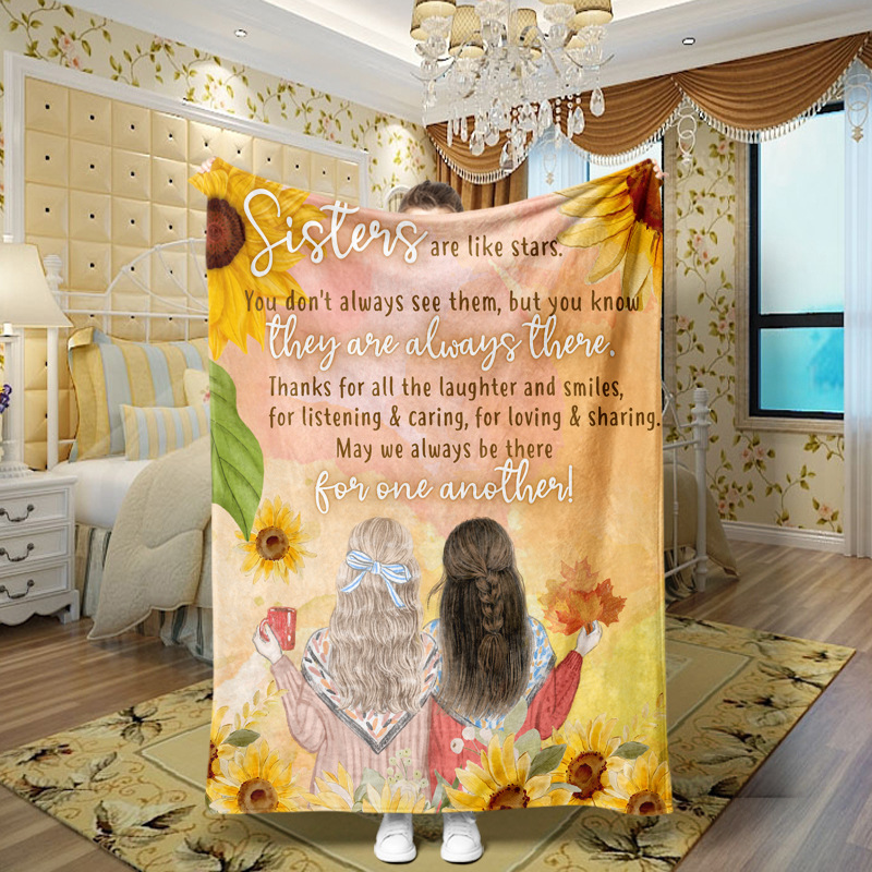 Picture of Family love teachers and students girlfriends love message flannel blanket summer air conditioning blanket autumn and winter nap printing blanket