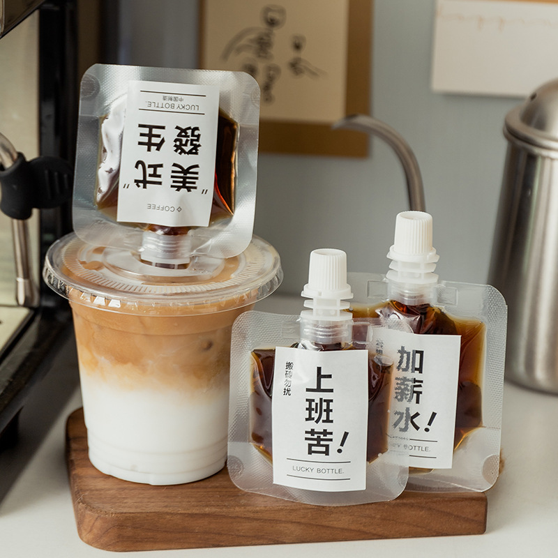 Espresso Liquid Dispensing Bags, Cold Brew Ice Drip Packaging Bags, Transparent Frosted Sealed Liquid Spout Bags for Baking