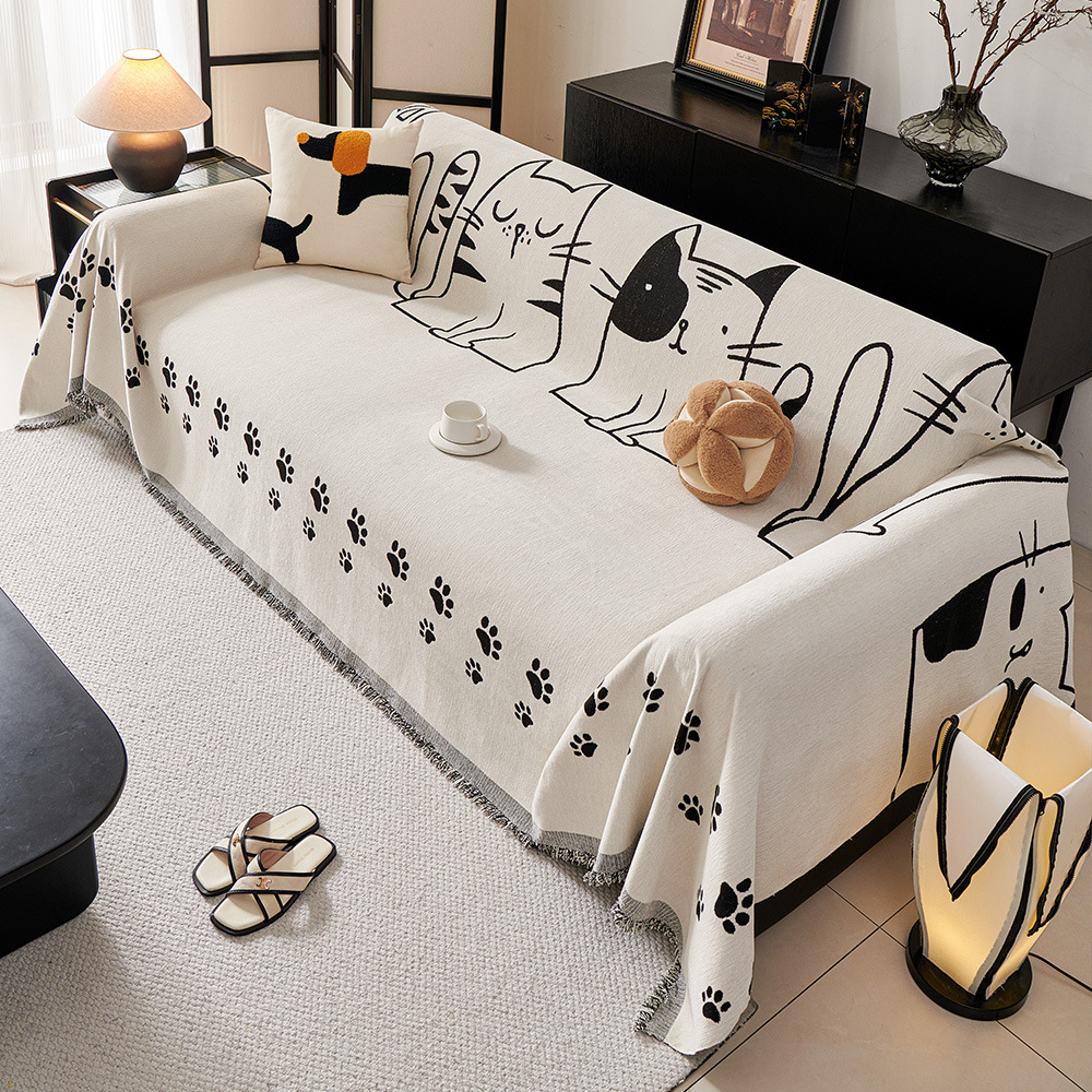 Nordic Simple High-end Sense Four Seasons Universal Sofa Cover Cloth Chenille Anti-cat-scratch Sofa Towel Sofa Cover Sofa Blanket