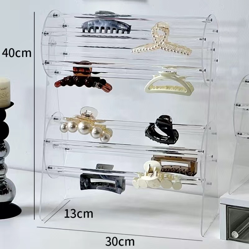 Picture of 360-Degree Rotating Acrylic Cut Out Transparent Hairband Display Stand Watch Bracelet Counter Display Stand Hairband Storage