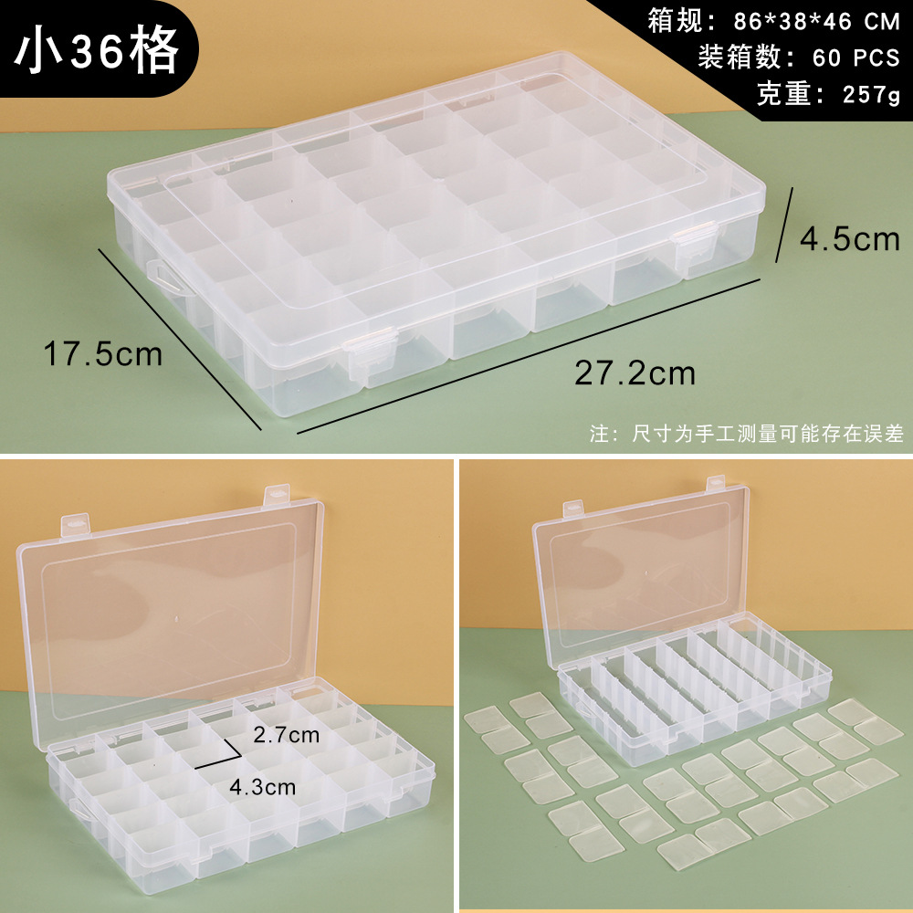 Picture of Transparent plastic 24-grid jewelry storage box electronic components accessories box classification Plaid jewelry box small parts box
