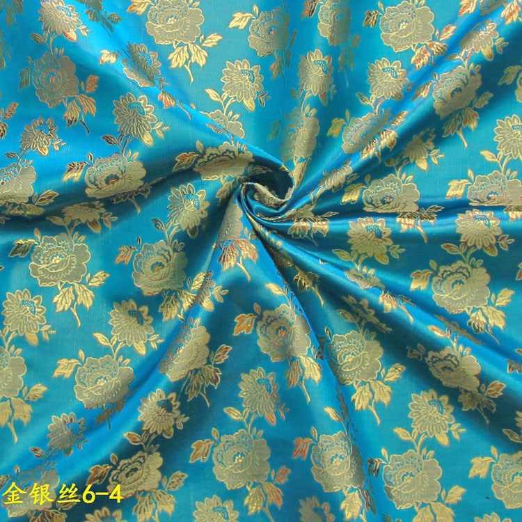 Picture of Wholesale Performance Clothing Hanfu Ancient Costume Fabric Gold Five-Color Rose Brocade Jacquard Fabric Gold and Silver Jacquard Fabric