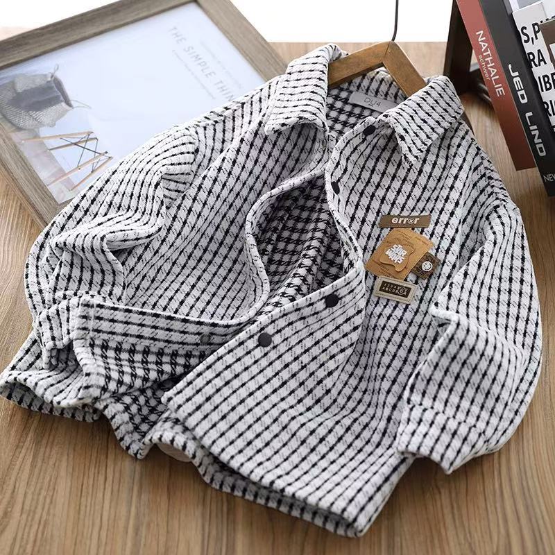 Picture of Boys Coat Autumn Coat Large Children Plaid Shirt Long Sleeve 2025 New Boys Casual Autumn Outer Wear Top