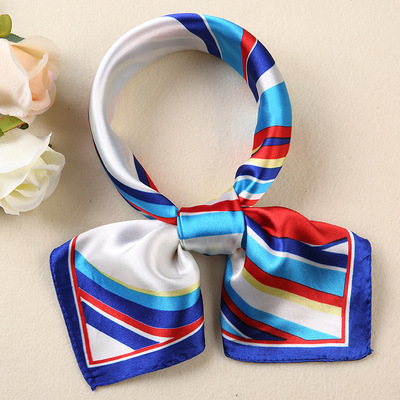 Picture of Small Square Scarf Korean Professional Silks and Satins Versatile Bank Stewardess Train Member Business Fashion Decorative Women's Scarf