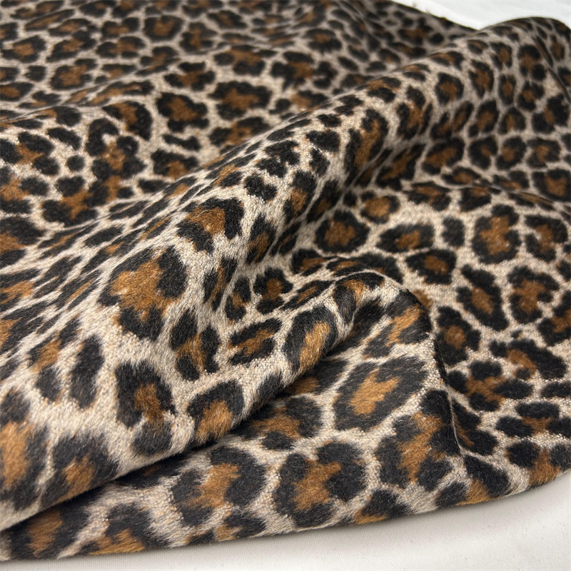 Deep Leopard Print Single-sided Cashmere Wool Material Autumn and Winter DIY Handmade Fabric dress suit Coat Garment Bag Fabric