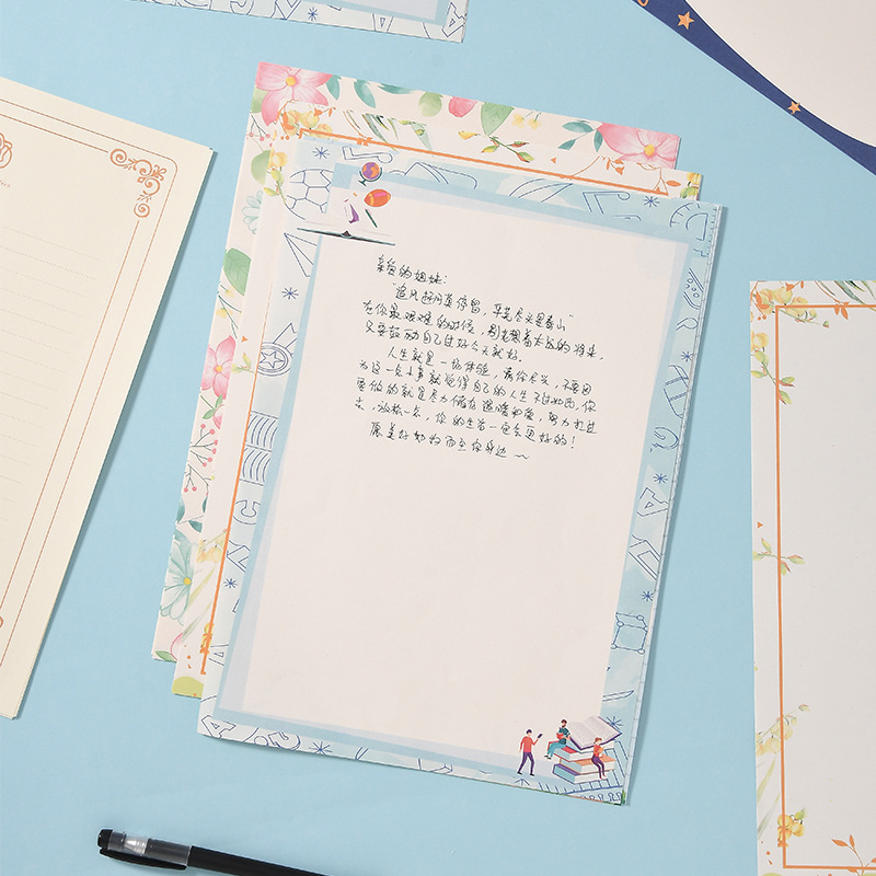 Picture of A4 Letter Paper Simple Student Creative Cartoon Pattern Cute Color Handwritten Love Letter Letter Paper Copy Photocopy Paper Printing