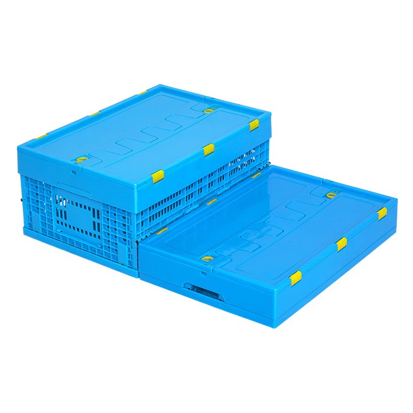 600-250 Folding Basket with Lid Thickened Foldable Plastic Basket Turnover Frame Industrial Logistics Frame Rectangular with Lid