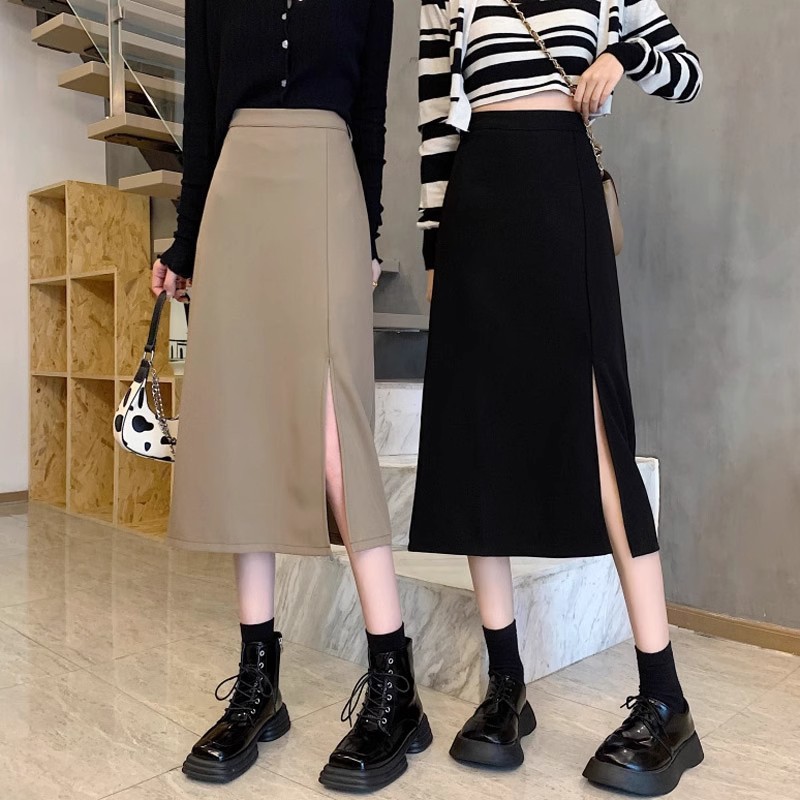 M dress skirt western women's autumn n slim temperament open a bag wishbone skirt long is side 889 split skirt