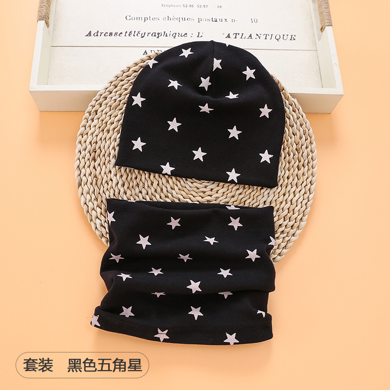 Picture of New baby double hat suit warm Amazon foreign trade wholesale printing children's scarf hat suit