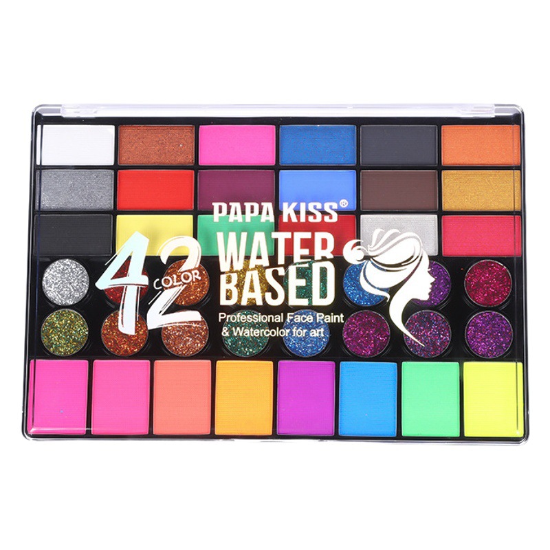 Cross-Border Supply of 42-Color Stage Makeup Body Watercolor White Halloween Pearlescent Fluorescent Sequin Painted Face Pigment