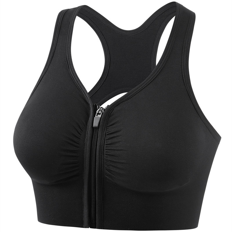 Picture of Shockproof Push-up Large Size Running Yoga Fitness Sports Bra Hollow Beauty Back Front Zipper Sports Underwear for Women