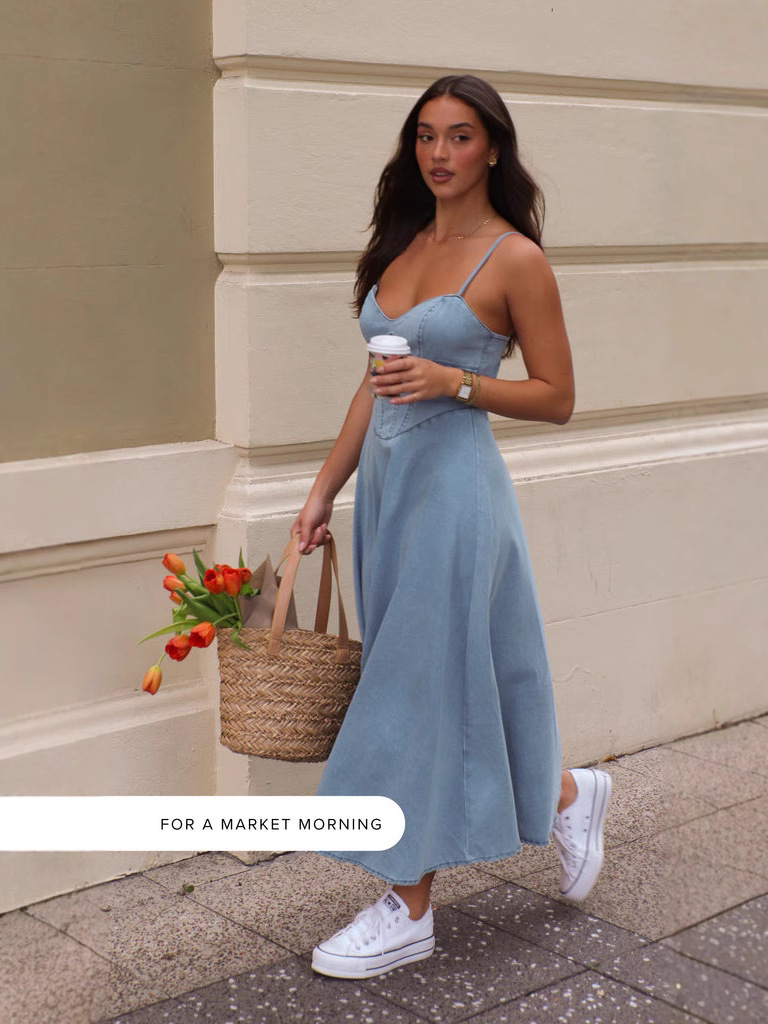 In-Stock Cross-Border European and American Style 2025 Summer Women's New Sleeveless Strap Slimming Faux Denim Dress