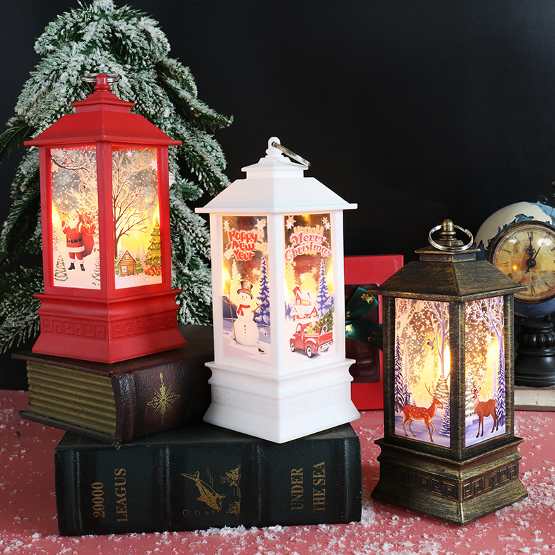 Christmas decoration simulation flame small oil lamp portable wind lamp creative Christmas gift store window desktop ornaments