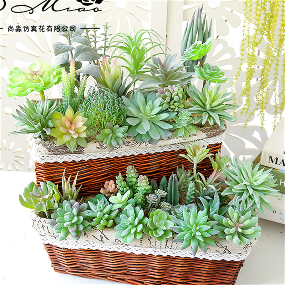 Picture of 003 Flocked Green Succulent Flower Head Creative DIY Supplies Bonsai Accessories Artificial Flower Jinhua Factory Direct Supply