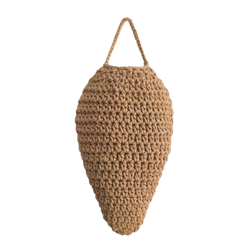 Picture of Bohemian hanging basket net pocket Nordic hand-woven cotton rope wall-mounted net pocket crochet storage hanging bag strawberry pocket