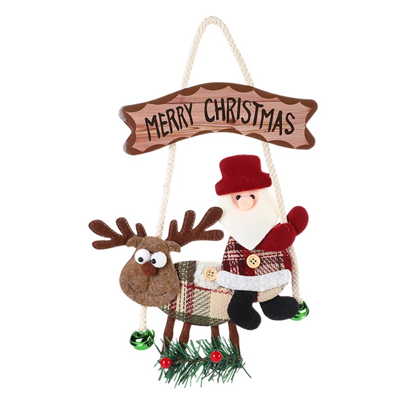 Cross-Border New Product Christmas Tree Small Pendant for the Elderly Riding Elk Christmas Door Hanging Non-Woven Window Supplies Bell Accessories