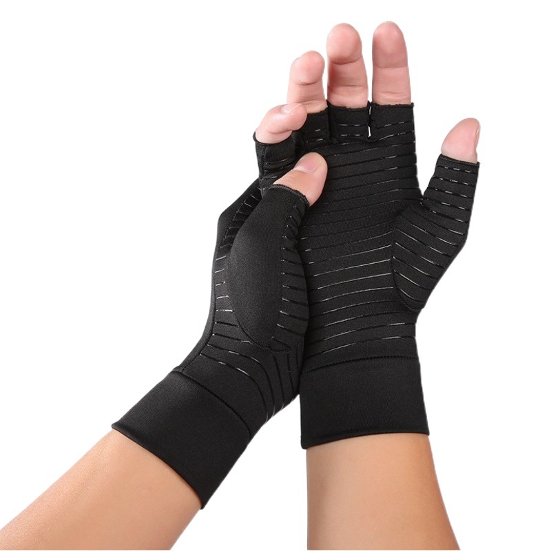 Indoor Sports Copper Fiber Health Care Half-Finger Rehabilitation Training Gloves Non-Slip Breathable Pressure Gloves Wholesale
