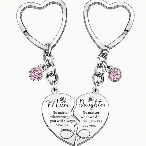Picture of Mother's Day Love Keychain New SHORT BEST FRI Pendant Stainless Steel Spelling Heart Couple Necklace Gift
