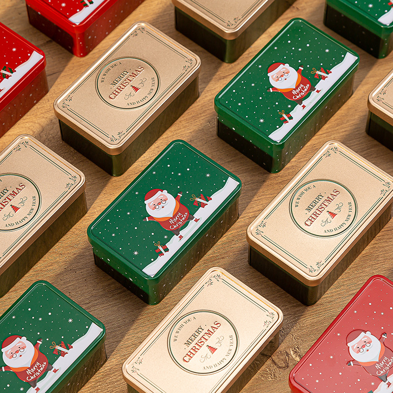 Christmas Tinplate Box in stock Candy Packaging Box Creative Gift Box Cross-border Santa Claus Tinplate Storage Box