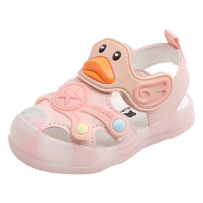 Light up baby shoes children 0-1-3 years old 2 boys Baotou anti-kick sandals 6-12 months soft bottom baby toddler shoes