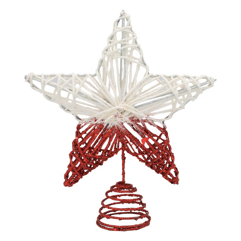 Cross-border wholesale New gradient color tree top star with lights Christmas tree decoration props scene layout Iron five-pointed star