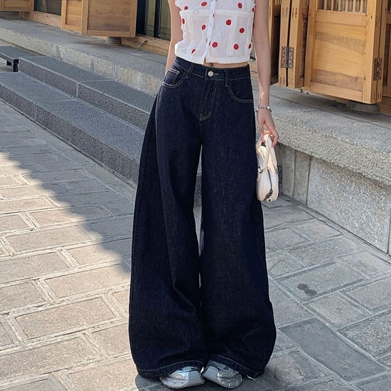 Nongge Fleece-Lined Wide-Leg Jeans for Women Winter 2025 New Retro Loose and Versatile Slim and Drapedy Floor-Length Pants