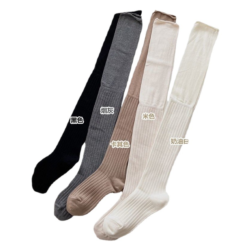 Over-the-knee socks stockings to thigh high pile socks stitching extended thigh socks autumn and winter new solid color stockings