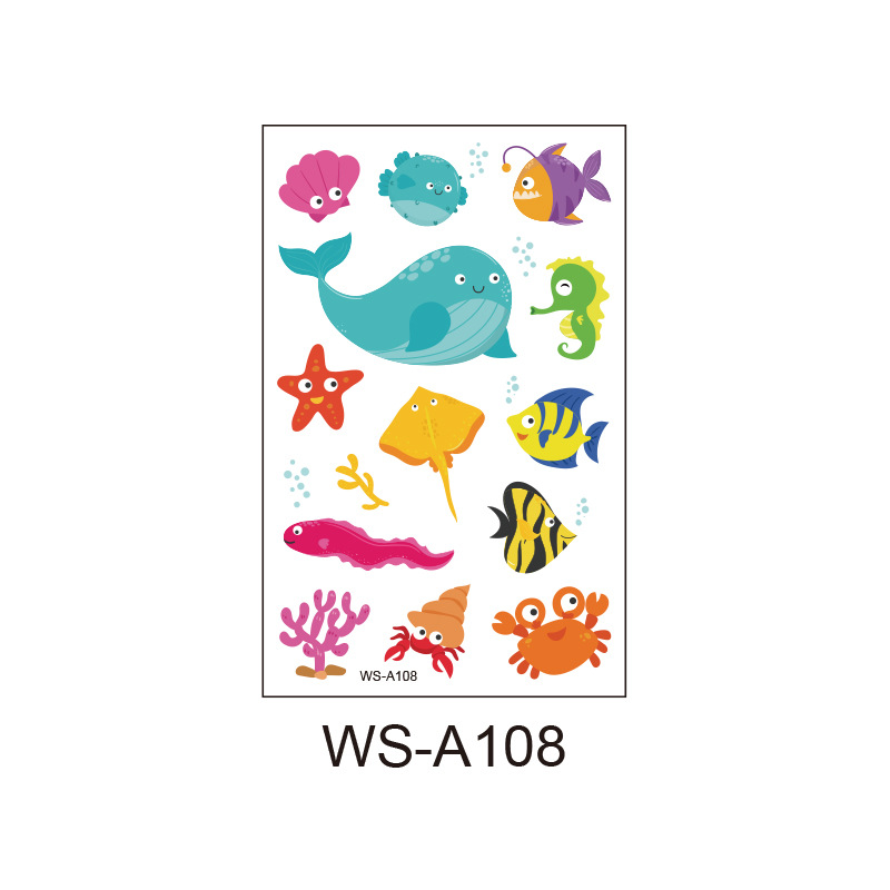 Picture of Spot Wholesale Children's Cartoon Original Tattoo Stickers Marine Animal Summer Tattoo Stickers Dolphin Shark Little Whale