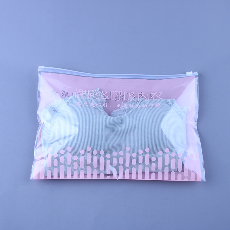 Picture of Clothing zipper bag bra underwear bag yoga clothes packaging bag wholesale plastic Ziplock bag frosted transparent in stock