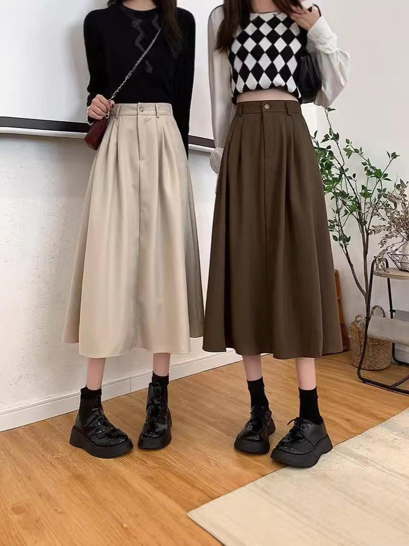 2024 Spring And Autumn Style EAsiest for MAtch Mid-length Skirt New KoreAn Style Sweet CAsuAl SmAll A-line Skirt for Women
