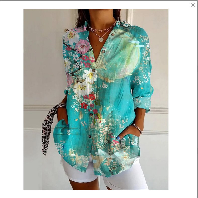 Picture of 2025 New Women's Long Shirt Women's Summer European and American Trend Long Sleeve Shirt Printed Pattern Printed 3D Shirt