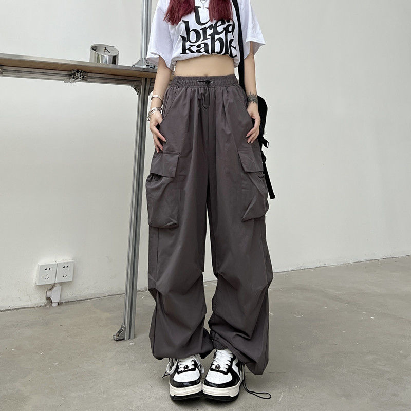 Picture of Design sense high street overalls for women 2024 New loose straight wide leg large pocket casual retro ankle-tied pants fashion