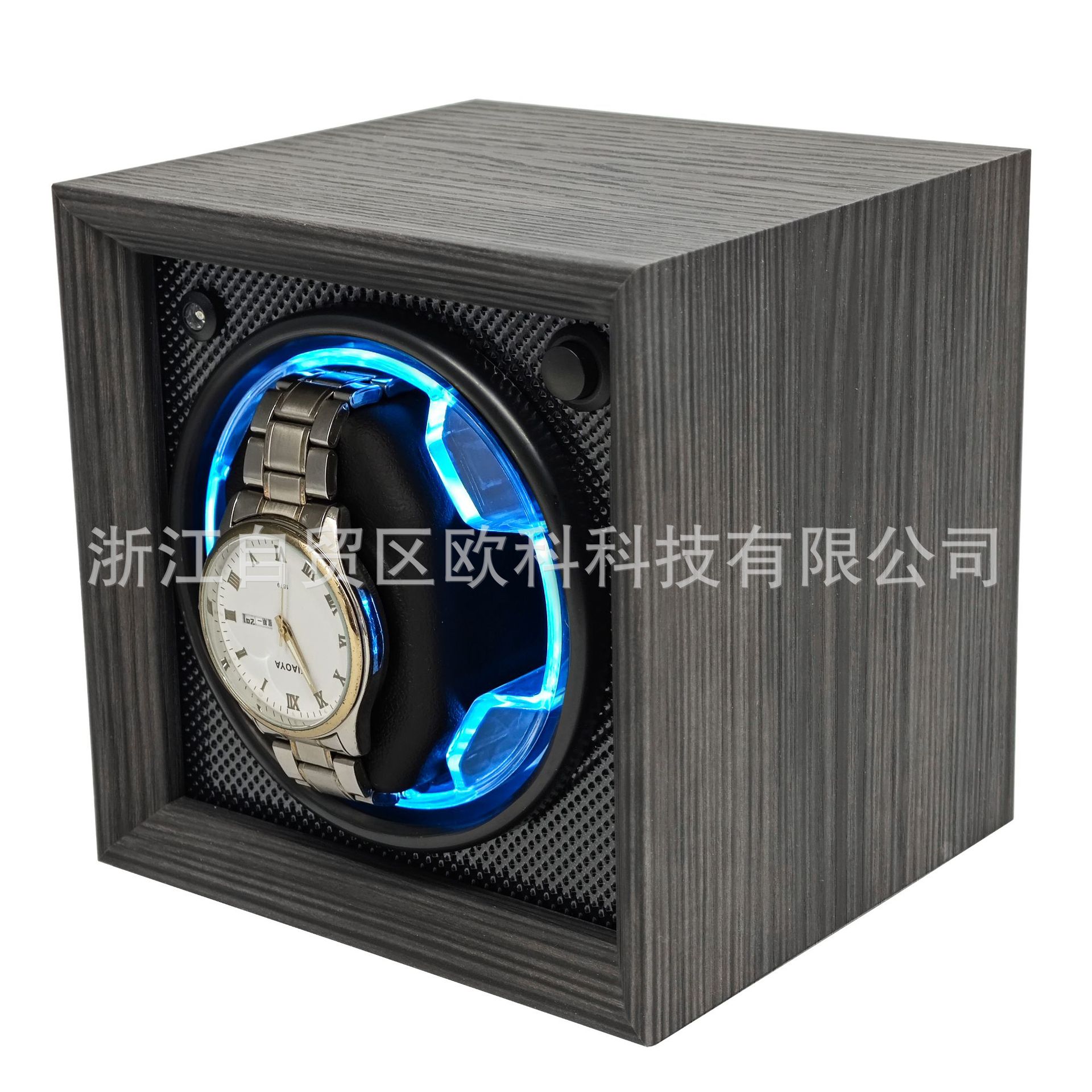 Ready-Made Fully Intelligent Ebony Pattern Wooden Led Light + Active Silent Mechanical Watch Watch Shaker Transparent Cover Watch Shaker