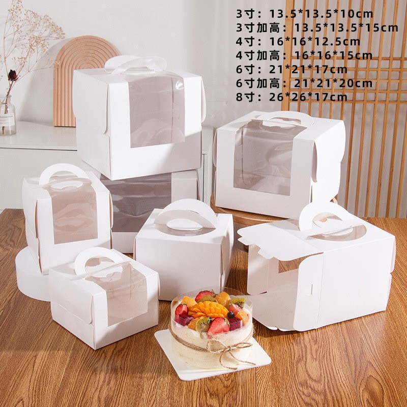 3 inch 4 inch 6 inch 8 inch birthday cake box white portable window transparent Mu Si dessert baking pastry box