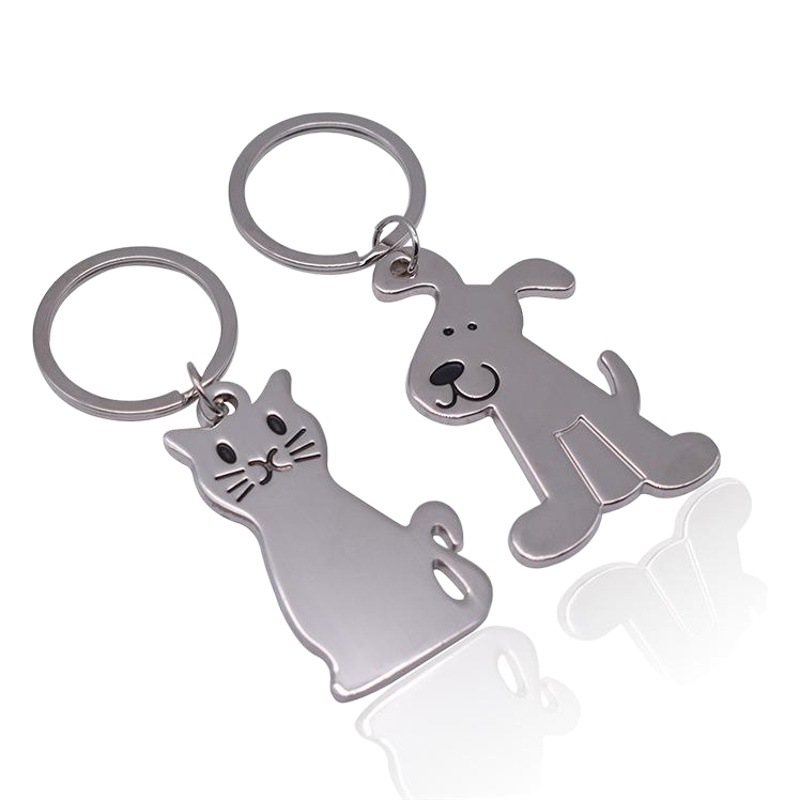 Manufacturers sell metal simulation glossy cat glossy dog keychain advertising small gifts LOGO lettering pendant accessories