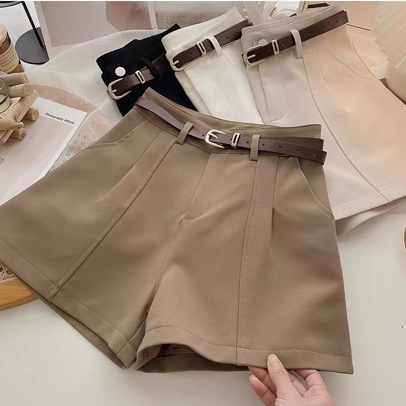 This year's popular hit recommendation ~ Hong Kong-style retro ins! High-waisted casual suit, slimming A-line wide-leg shorts