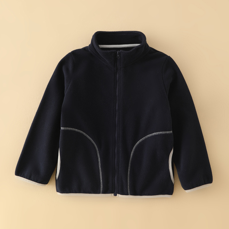 Picture of Autumn and Winter Girls' Coat Polar Fleece Boys' Warm Top All-match Middle-aged Children's Zipper Shirt Outerwear Children's Wear