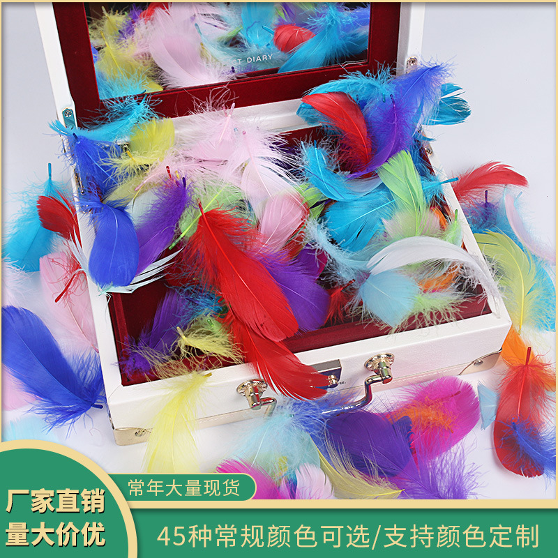 Picture of Special offer about 100 colored small floating feathers goose feather diy jewelry festival scene decoration filler feathers