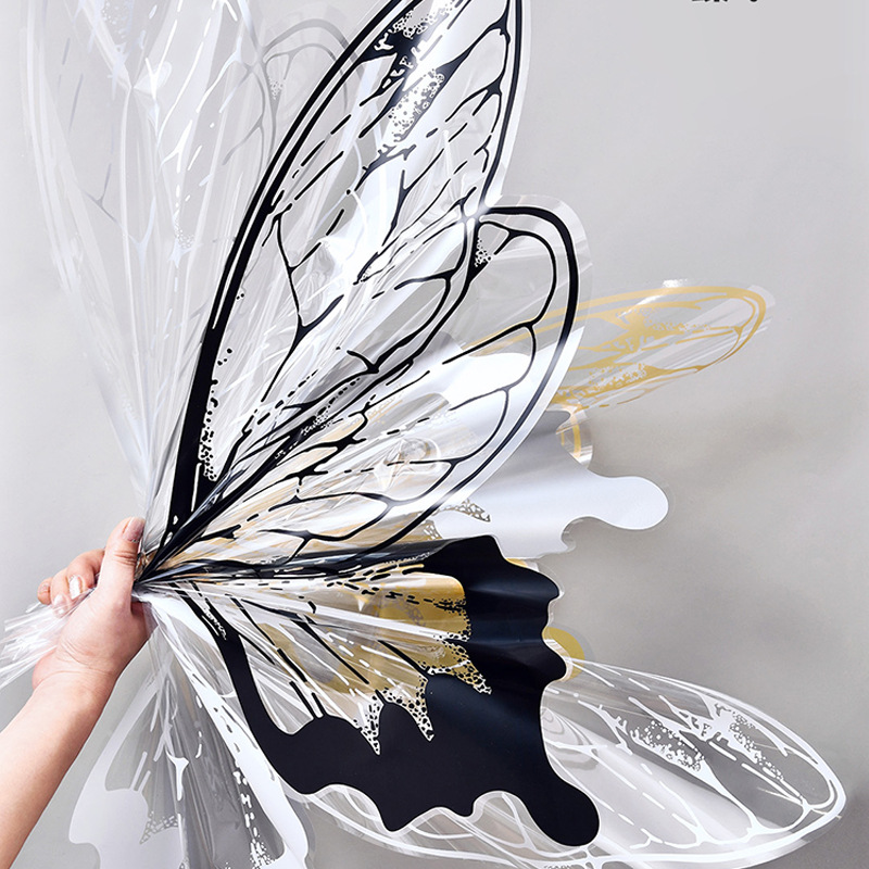 Flower Love Crystal Butterfly Cellophane Wings Flower Bundle Material Net Red Butterfly Wrapping Paper Handmade DIY Material