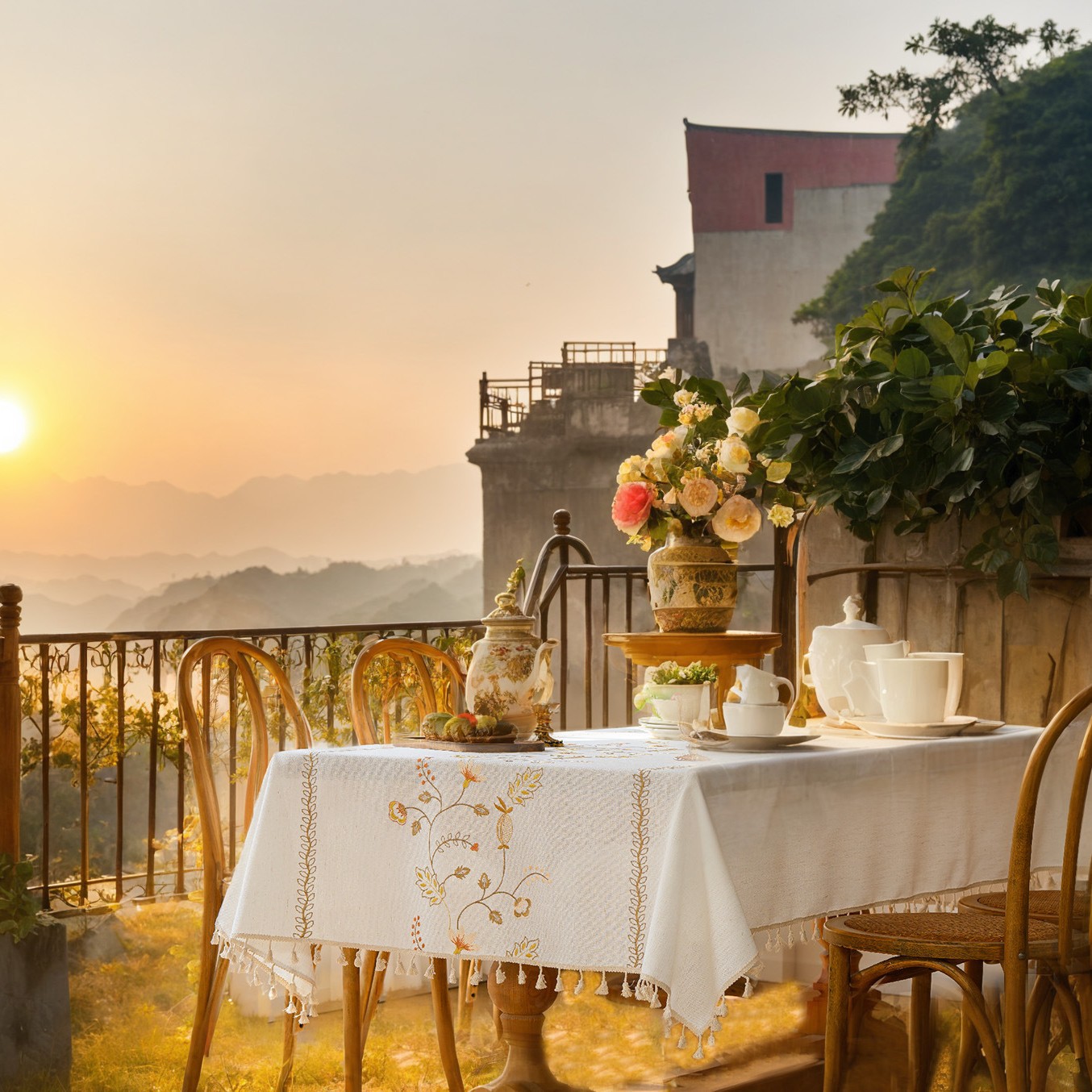 Picture of Rectangular Dining Table Fabric European-style Simple Embroidered Tablecloth Cotton and Linen Artistic Courtyard Outdoor Dining Table Mat Dust-proof and Dirty-resistant