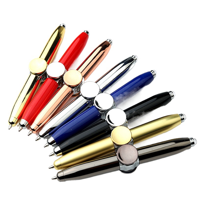 Wholesale fingertip gyro pen luminous with light rotating finger decompression creative metal multi-function rotating rotating decompression
