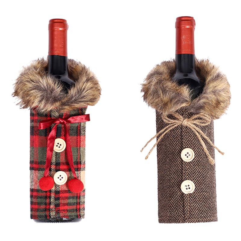 Cross-Border New Christmas Decoration Red Wine Bottle Set Creative Restaurant Home Decoration Red Wine Bag Scene Decorations