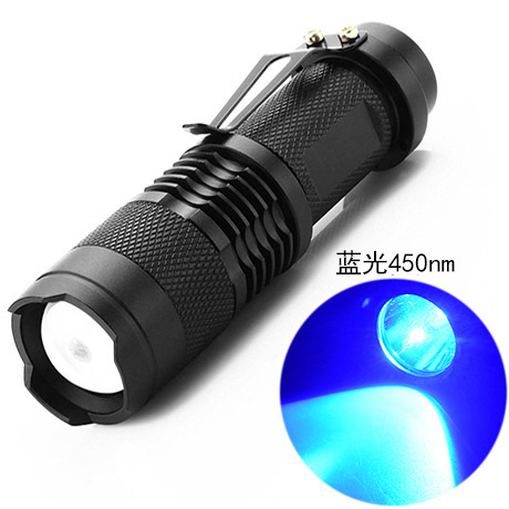 Picture of Mini flashlight red white green blue light three telescopic zoom UV violet light banknote cat moss fluorescence detection
