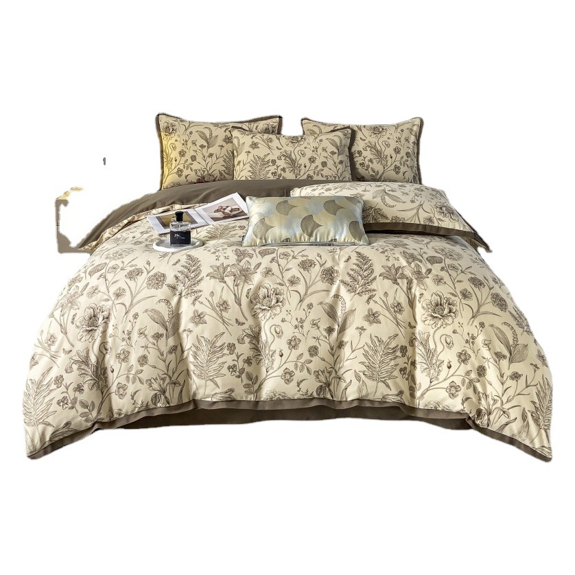 Autumn and Winter New Cotton Thickened Sanding Four-piece Set Pure Cotton Light Luxury Simple Bed Sheet Bed Cover Bedding
